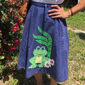 Vintage 60’s denim Frog wrap-around skirt